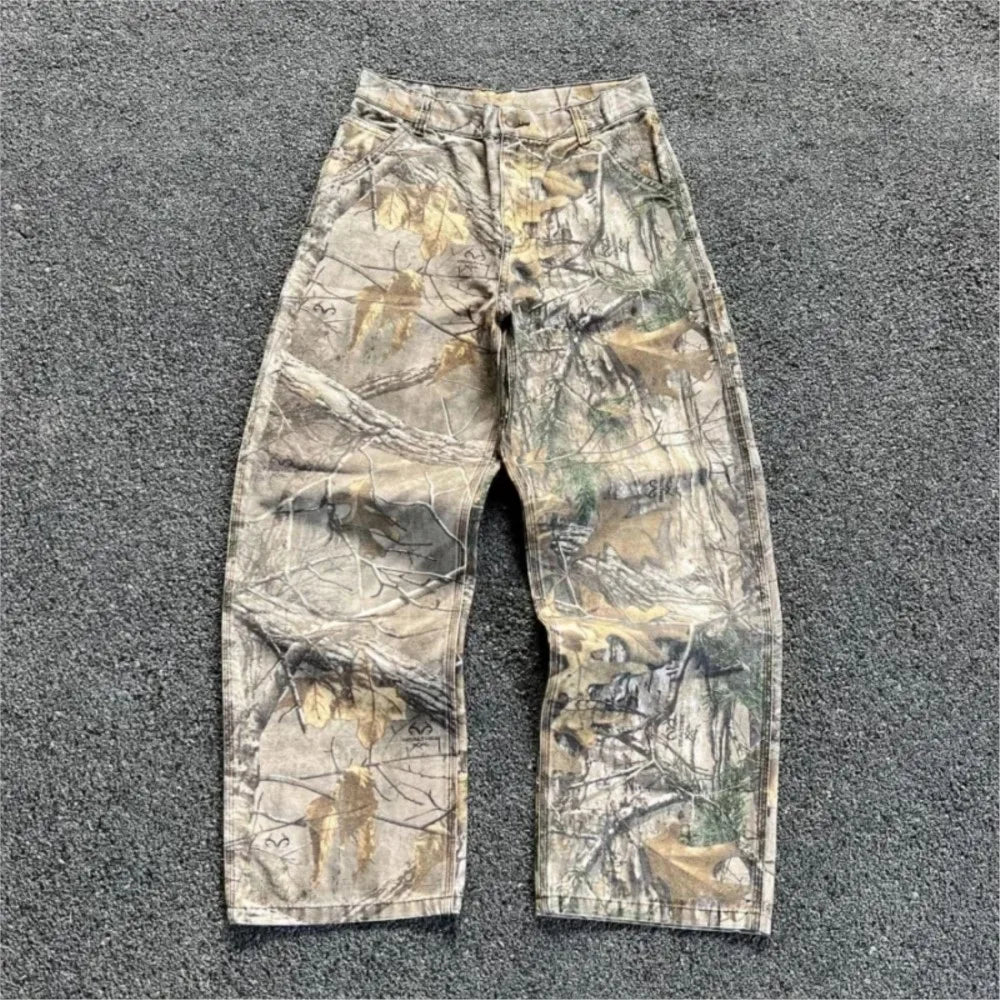 Y2K Retro Camo Wide Leg Jeans