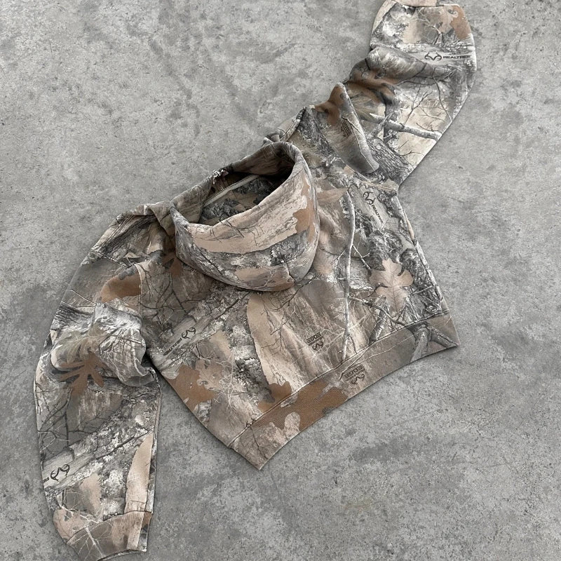Y2K Retro Camo Zip-Up Hoodie
