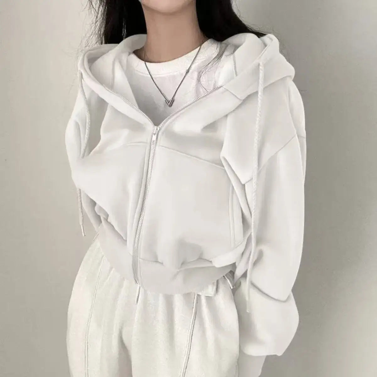 Cropped Zip-Up Hoodie