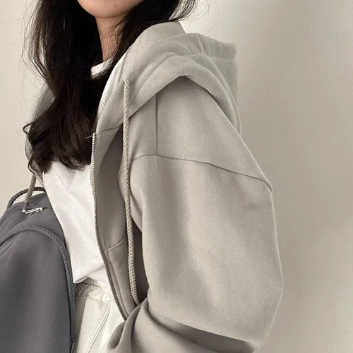Cropped Zip-Up Hoodie