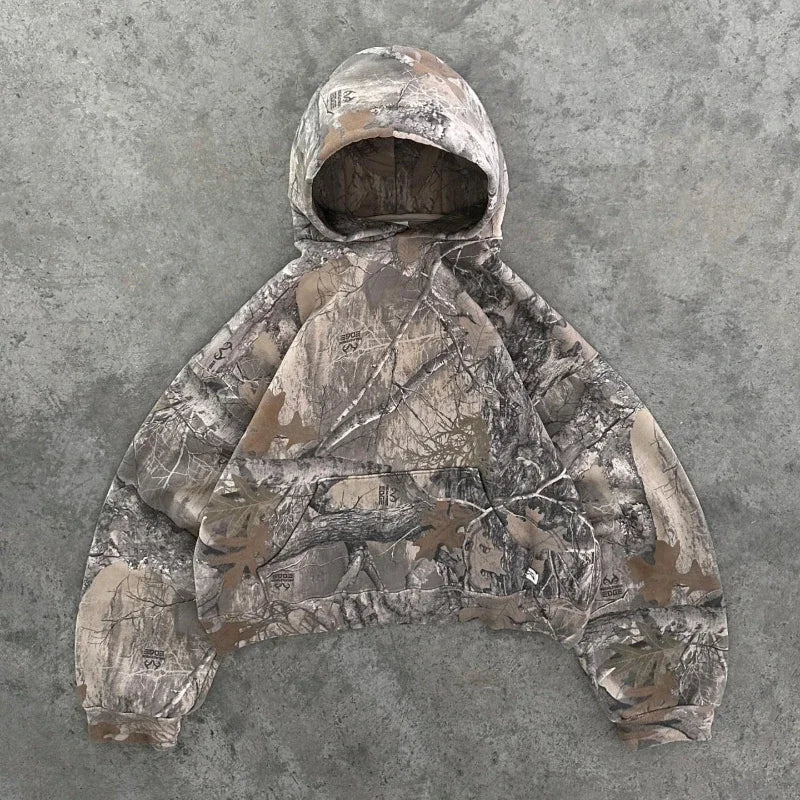 Y2K Retro Camo Zip-Up Hoodie