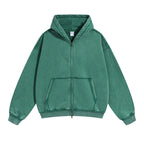 Unisex Vintage Wash Fade Zip-Up Hoodie