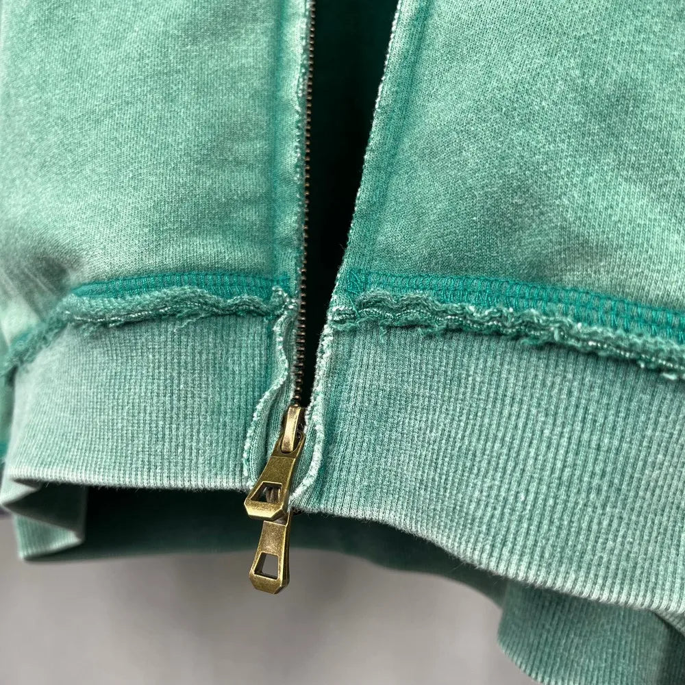 Unisex Vintage Wash Fade Zip-Up Hoodie