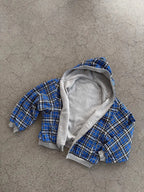 Oversized Reversible Hoodie with Plaid Lining