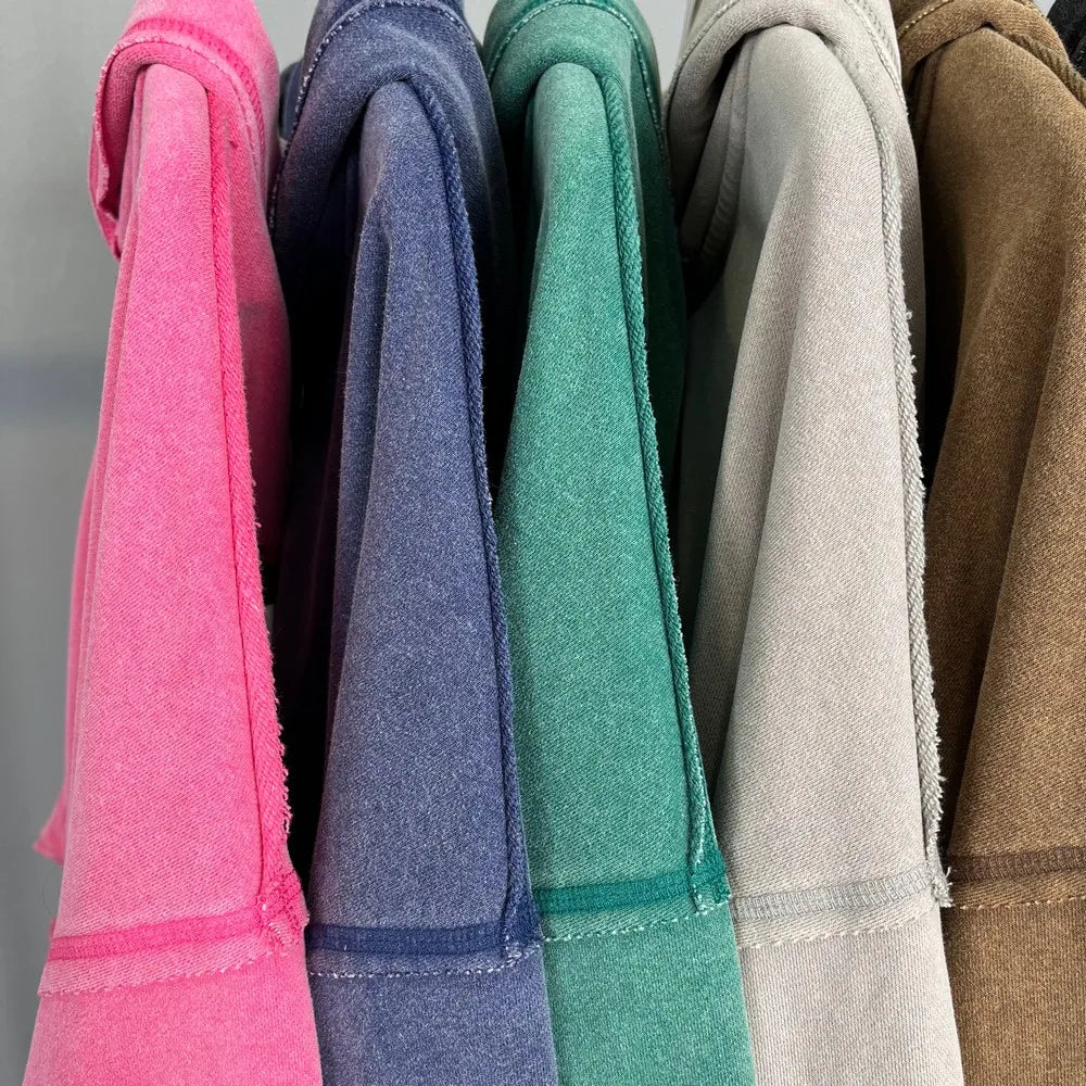 Unisex Vintage Wash Fade Zip-Up Hoodie
