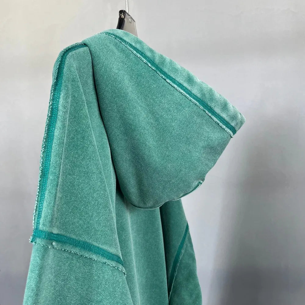 Unisex Vintage Wash Fade Zip-Up Hoodie